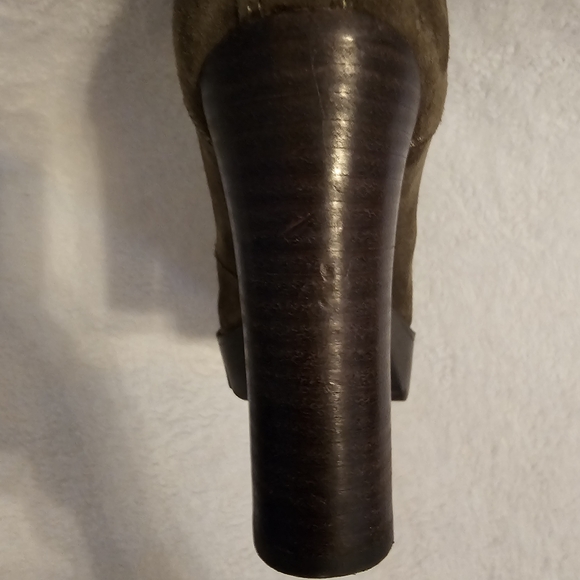 NINE WEST Army Green and Plaid Lace Up High Heel Ankle Boots - Picture 9 of 9